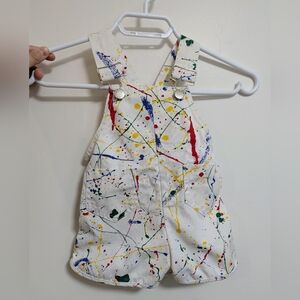 Vtg 90s Baby Paint Splatter Overalls Full House Saved By The Bell  6-9M RARE